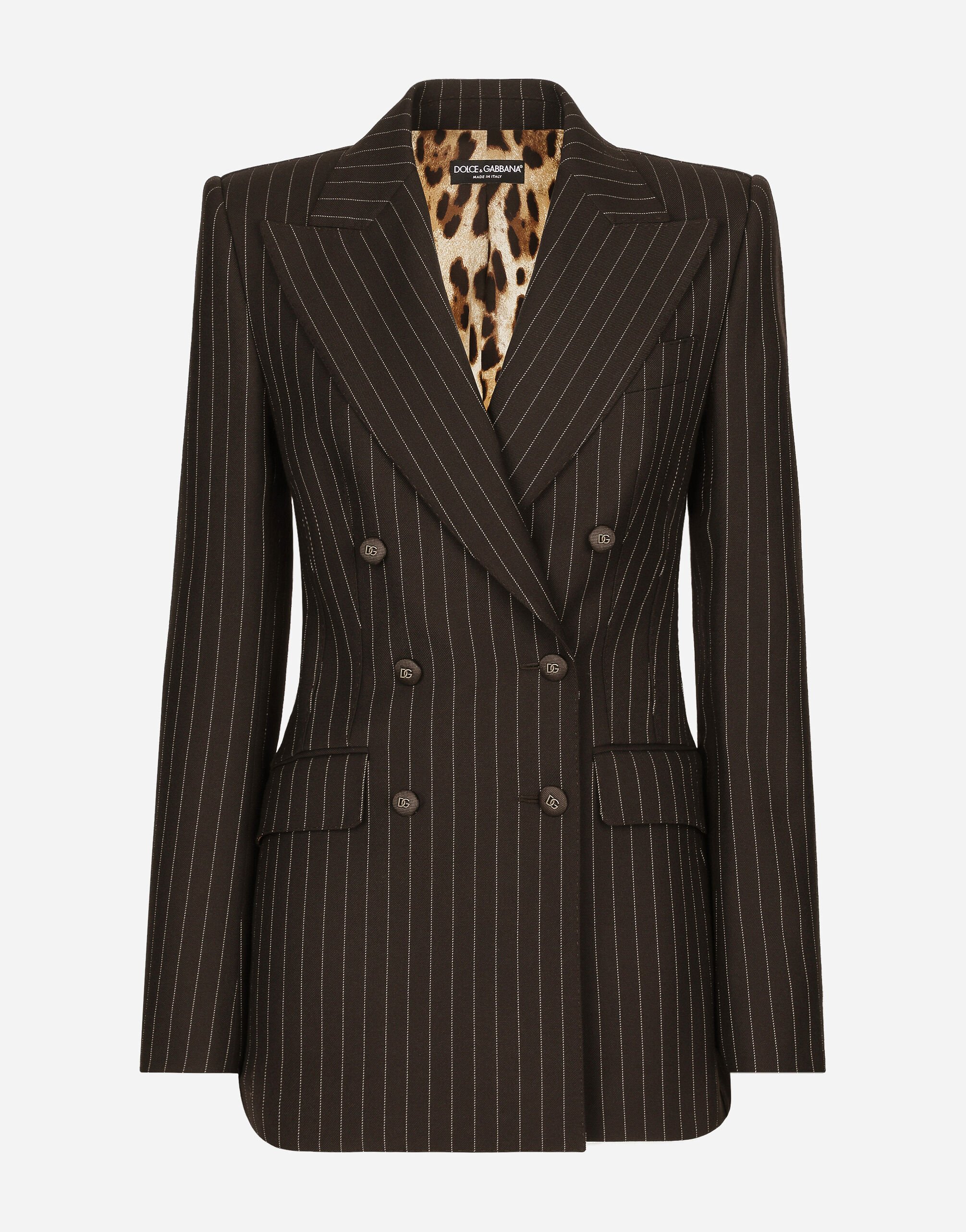 BOSS BLACK Huge Double Breasted Pinstripe Suit Dark Brown at