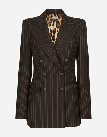 Dolce & Gabbana Double-breasted pinstripe wool Turlington jacket Beige BB6711AV893