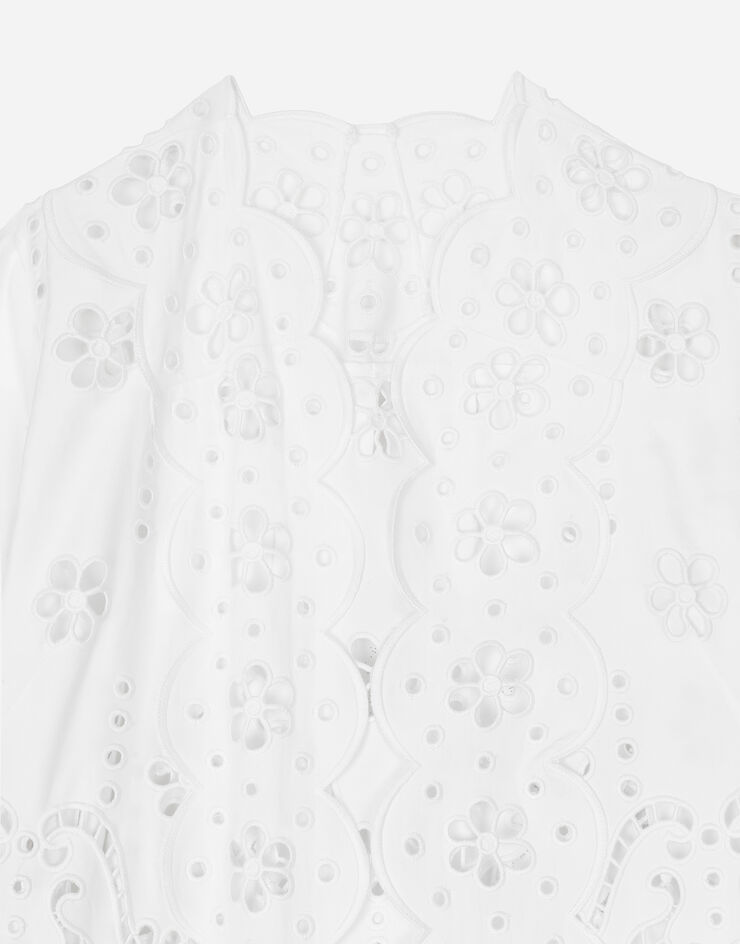 Dolce & Gabbana Manteau peignoir en coton avec broderie en macramé Blanc F0E2TZGDCJ1