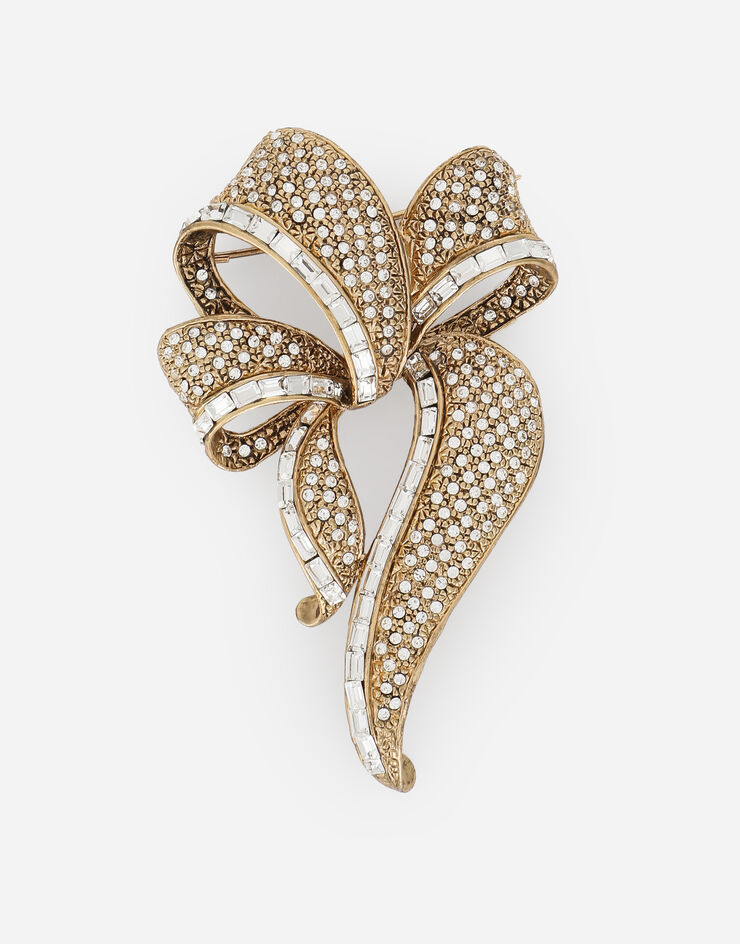 Dolce & Gabbana Braided ribbon-style brooch with bow Gold WPQ7S7W1111