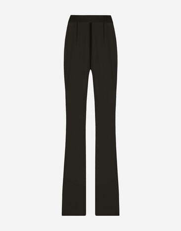Dolce & Gabbana Pantalón acampanado de talle alto en chifón Negro VG6186VN187