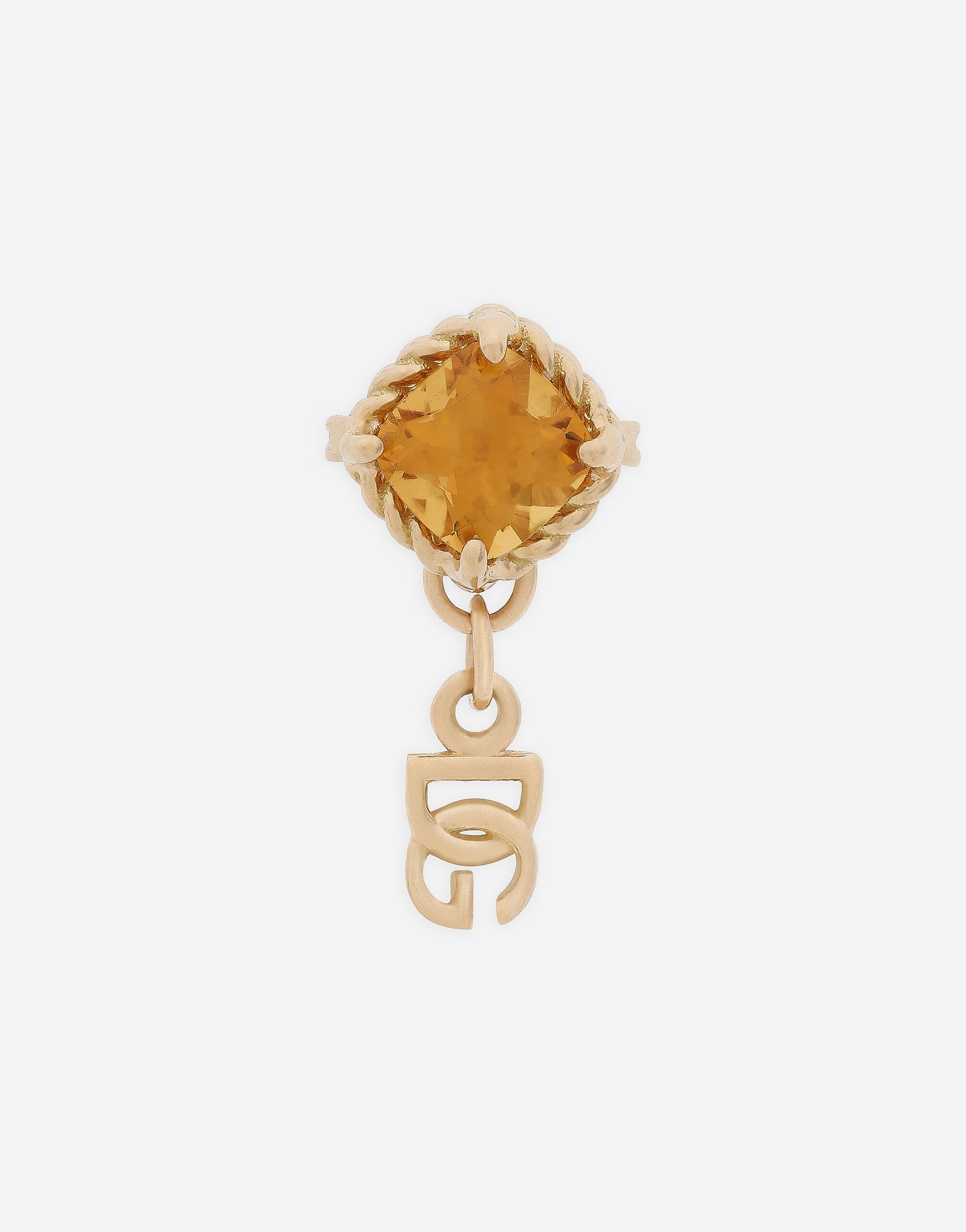 Dolce & Gabbana Single earring in yellow gold 18kt with citrines White WSQB1GWSPBL