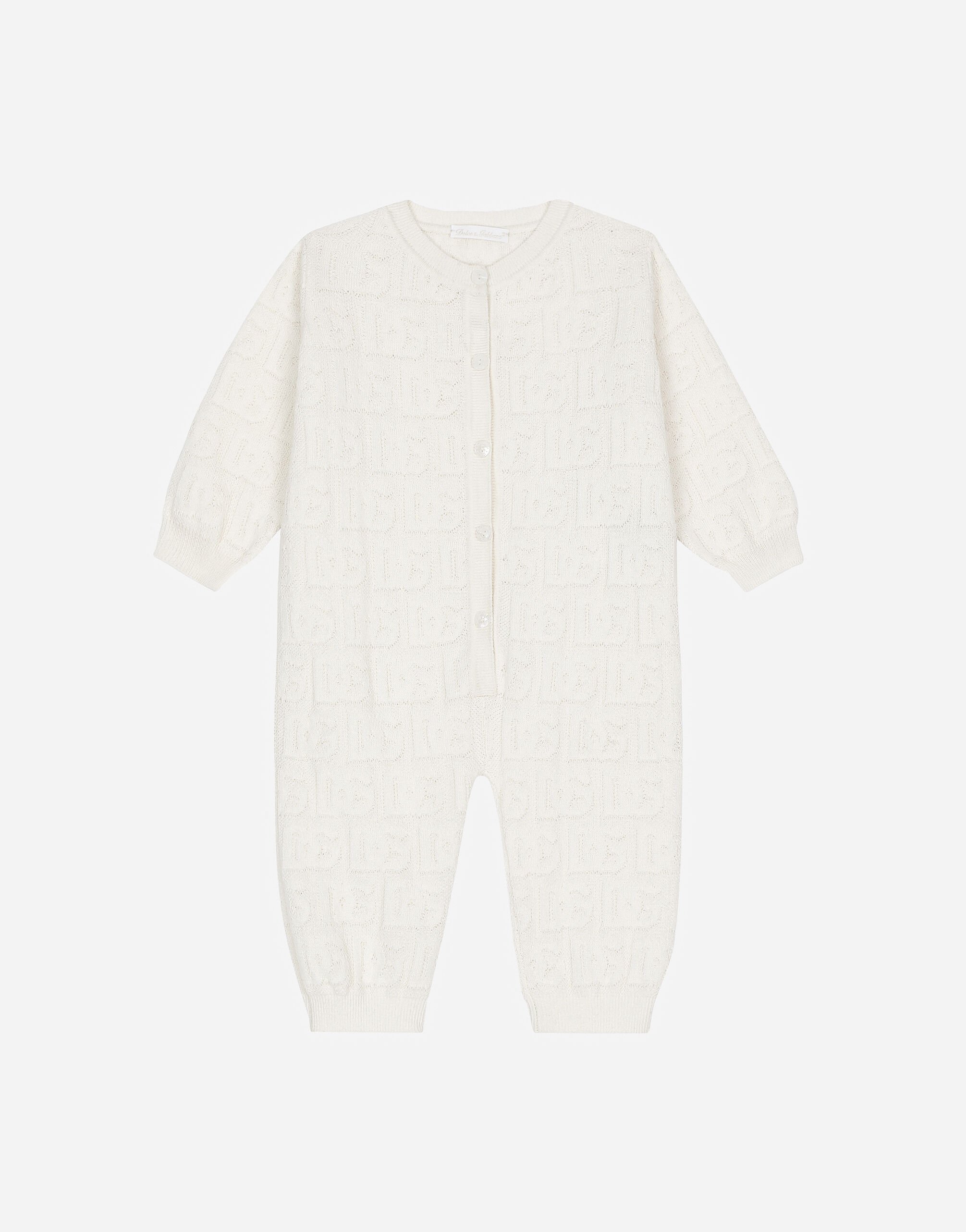 Dolce & Gabbana Long-sleeved jacquard knit onesie Print L1JO7AG7NVD