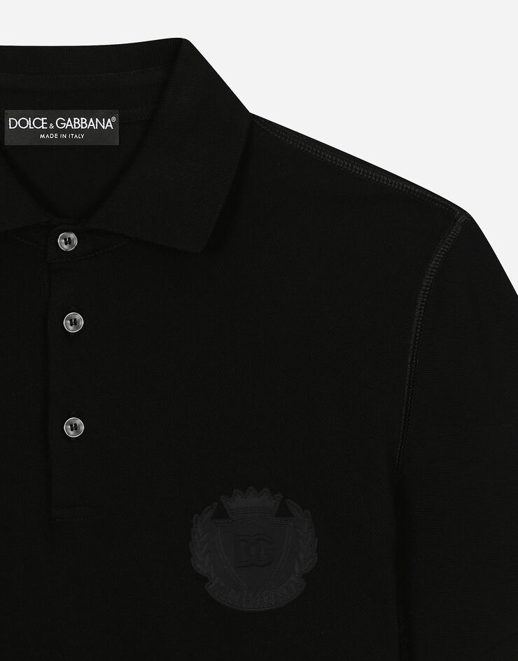 Dolce & Gabbana Cotton polo-shirt with DG logo embroidery Black G8PL4ZG7NYY