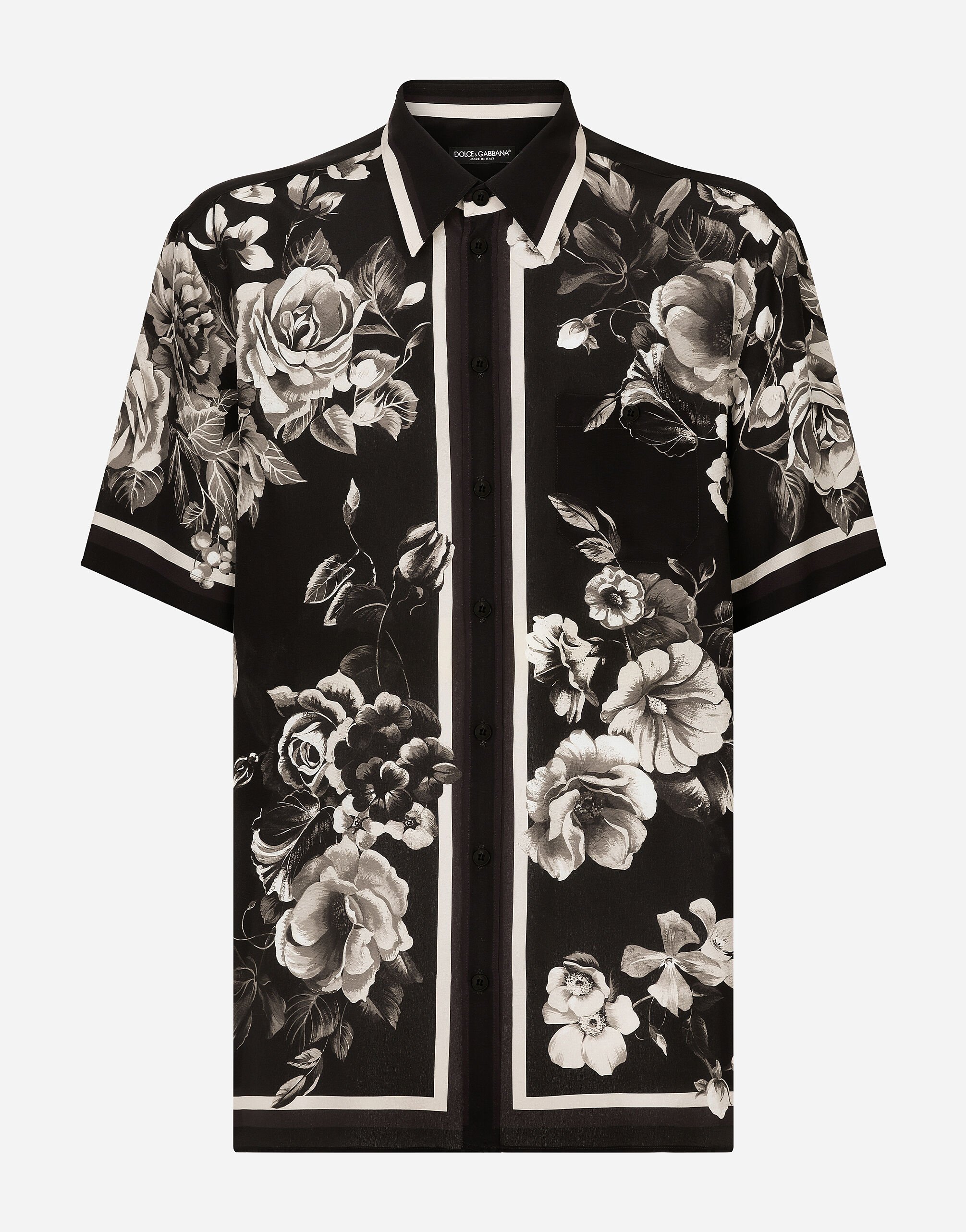 Dolce & Gabbana Hawaiihemd aus Seide Blumenprint Drucken G5JH9THI1S6