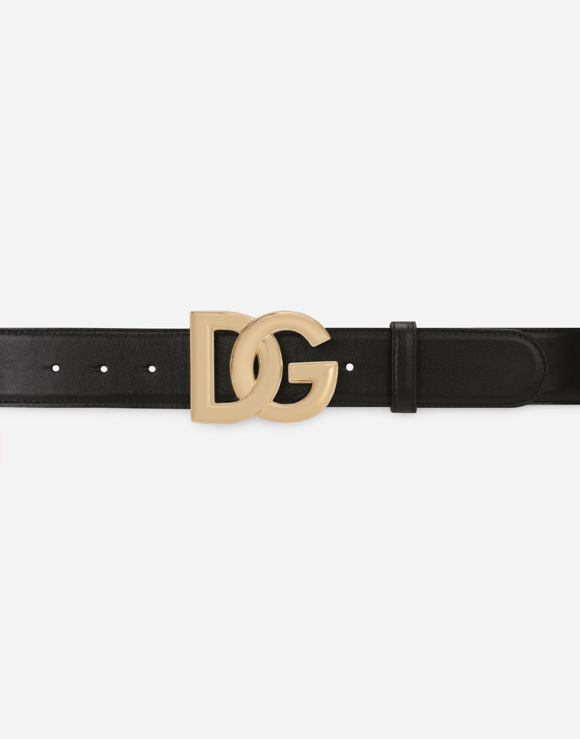 Calfskin belt with DG logo in Black for | Dolce&Gabbana® US