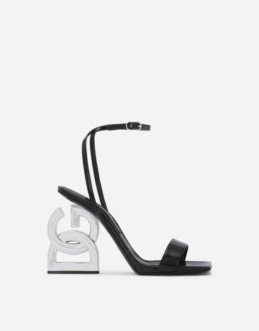 Dolce & Gabbana Patent leather sandals with 3.5 heel Black CR1610AP622