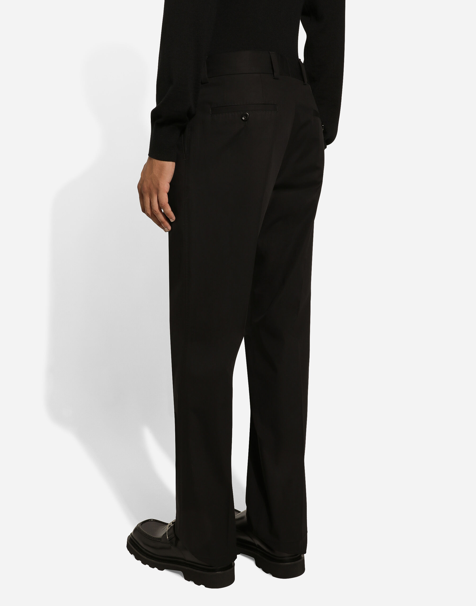 Cotton pants with darts in Black for | Dolce&Gabbana® US
