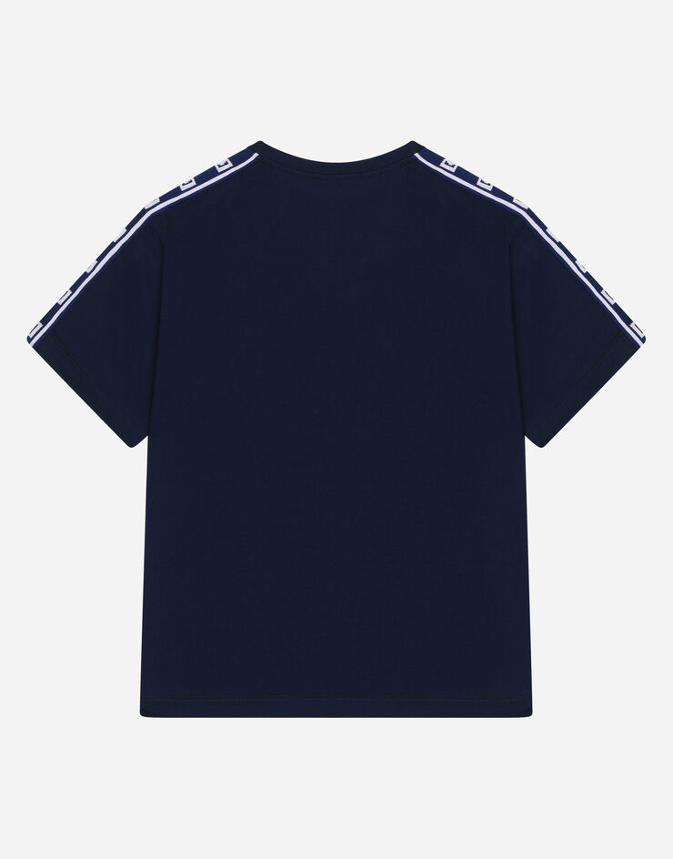 DolceGabbanaSpa Camiseta de punto con placa con logotipo Azul L4JTGUG7J0Q
