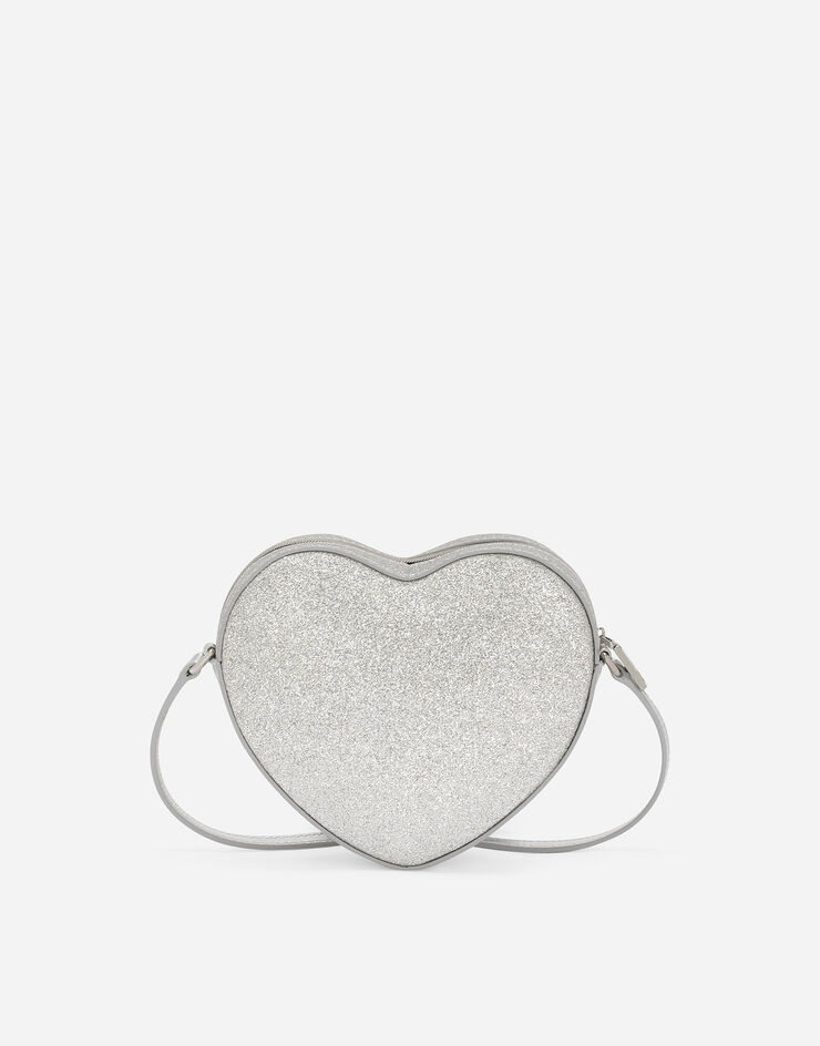 Dolce & Gabbana Tasche DG Girlie heart aus Glitzergewebe Silber EB0248AA745