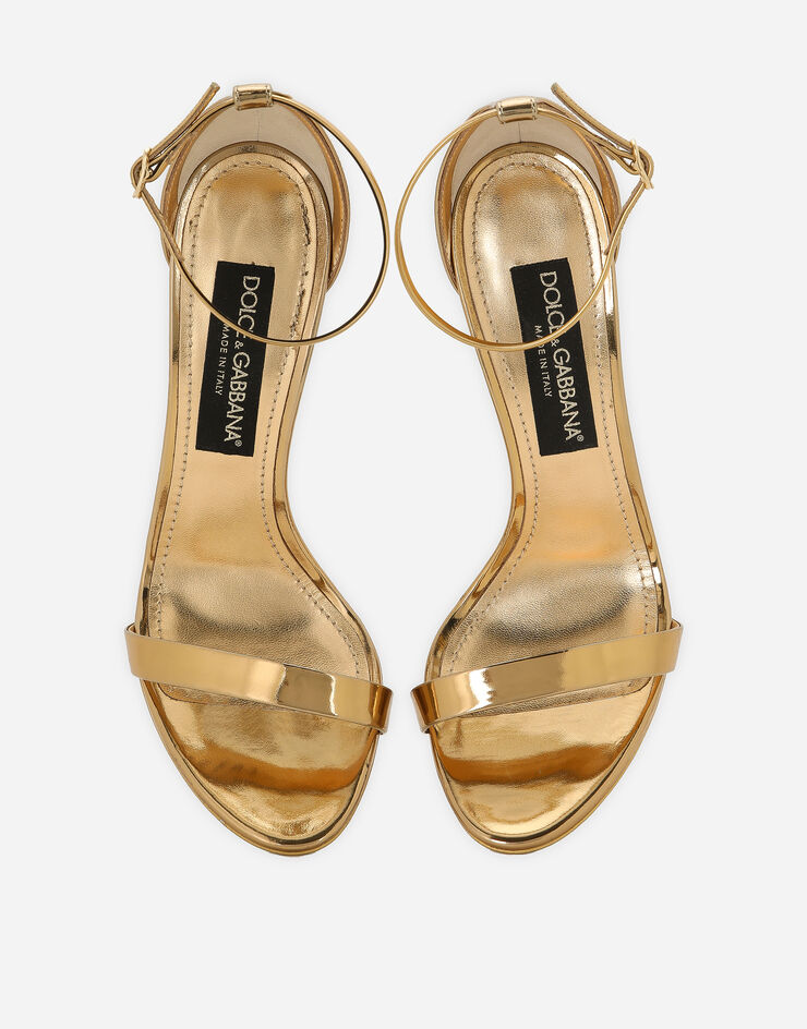 Mirrored-effect calfskin sandals in Gold for Women | Dolce&Gabbana®