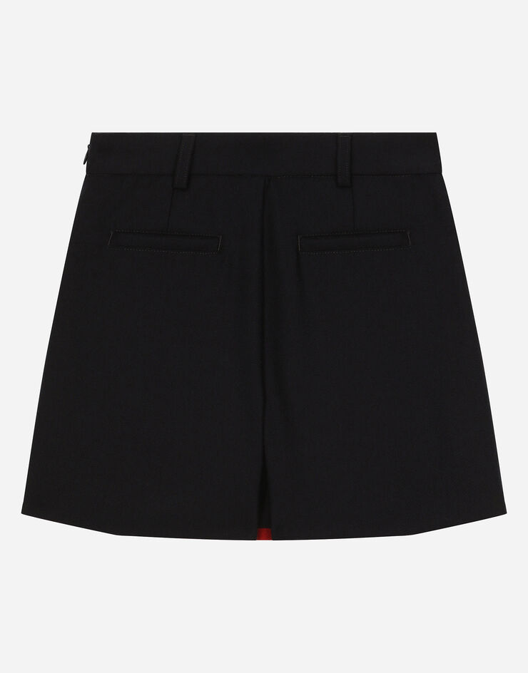 Dolce & Gabbana Jupe-culotte en laine à boutons décoratifs Bleu L55I07G7NPO