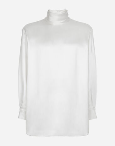 ${brand} Loose silk turtleneck with shirt cuffs ${colorDescription} ${masterID}