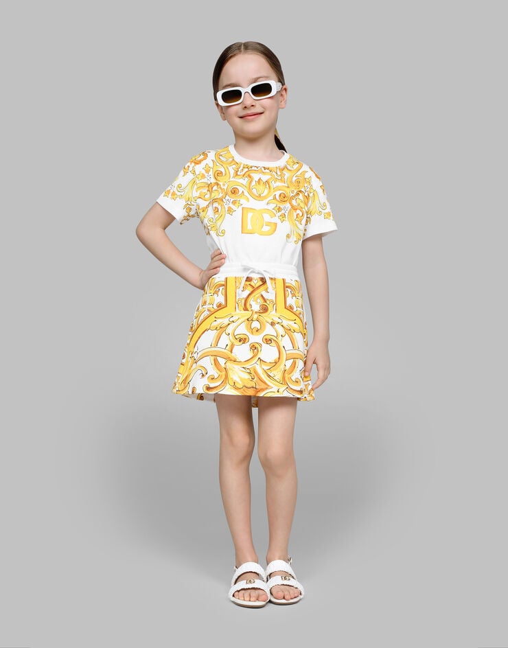 Dolce & Gabbana Falda de punto con estampado Maiolica amarillo Imprima L5JIA4II7DJ