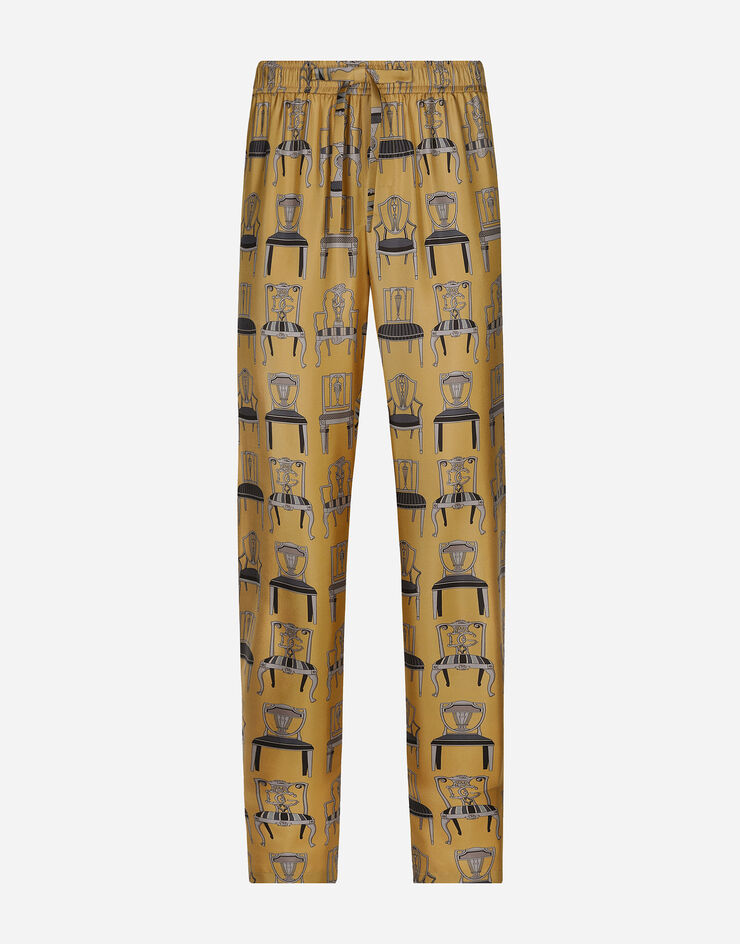 Dolce & Gabbana Pantalón estilo jogger en sarga de seda con estampado Imprima GVCRATIS1VD