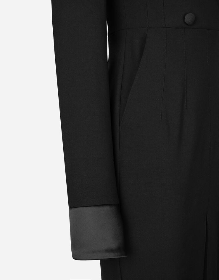 Dolce&Gabbana Robe manteau mi-longue en toile de laine Noir F6DDXTGDB0R