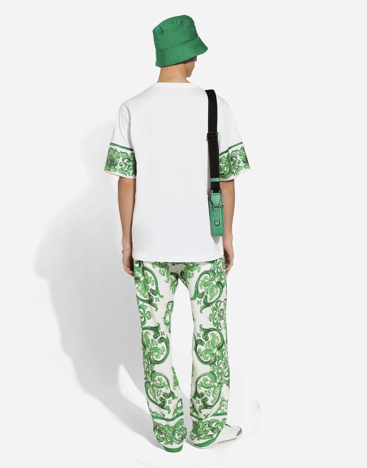 Dolce & Gabbana Camiseta de algodón con estampado Maiolica en minibolsillo Blanco G8SB2TG7NUN