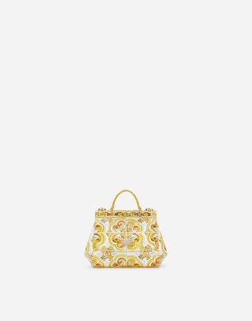 Dolce & Gabbana Polished calfskin Sicily bag with yellow majolica print Print L53DW3FI5JY