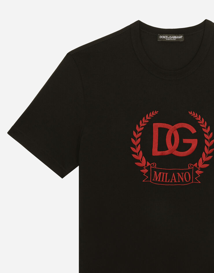 Milano | Cotton with embroidery for Dolce&Gabbana® logo US in Black DG T-shirt