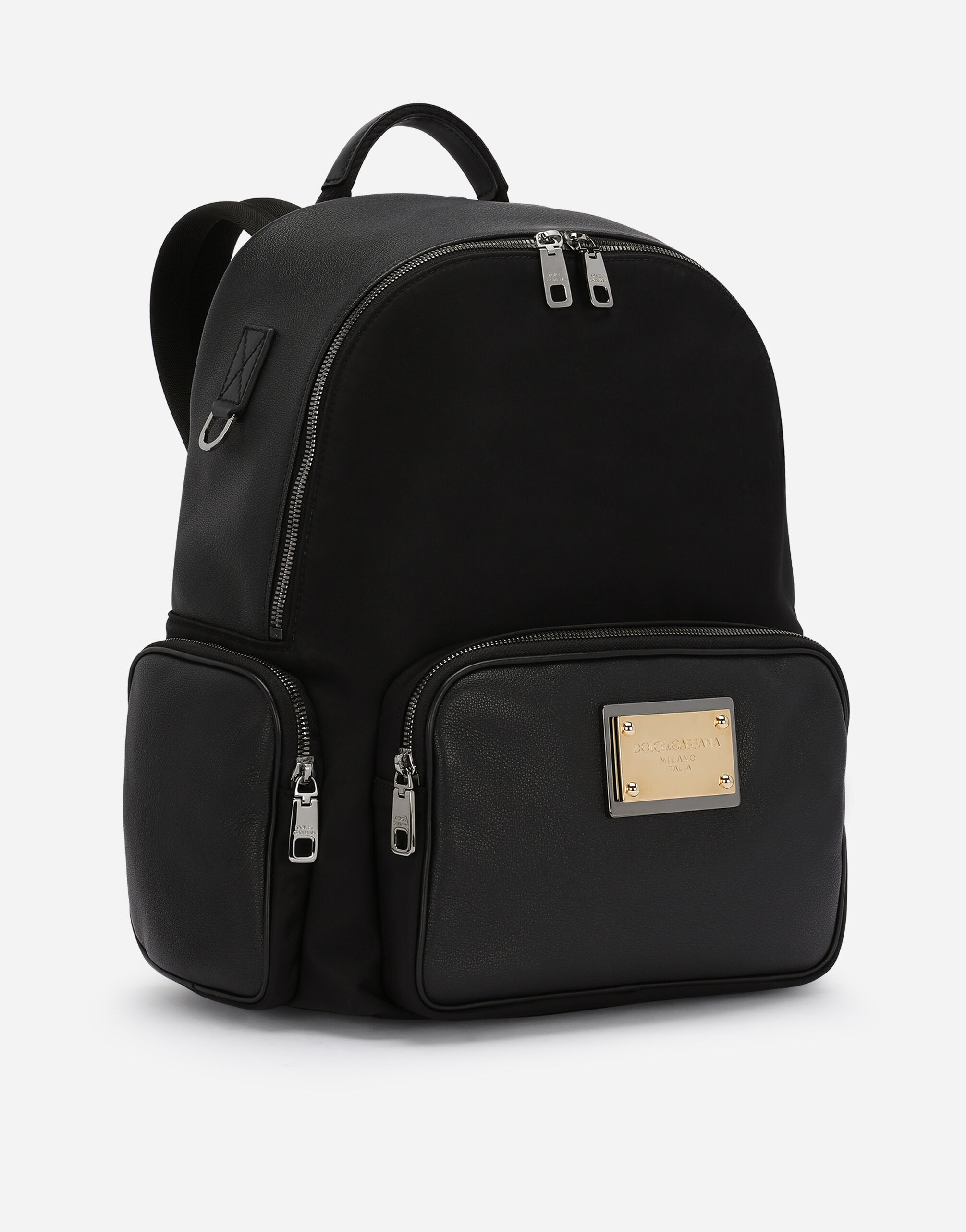 Nylon and grainy calfskin backpack in Black for | Dolce&Gabbana® US