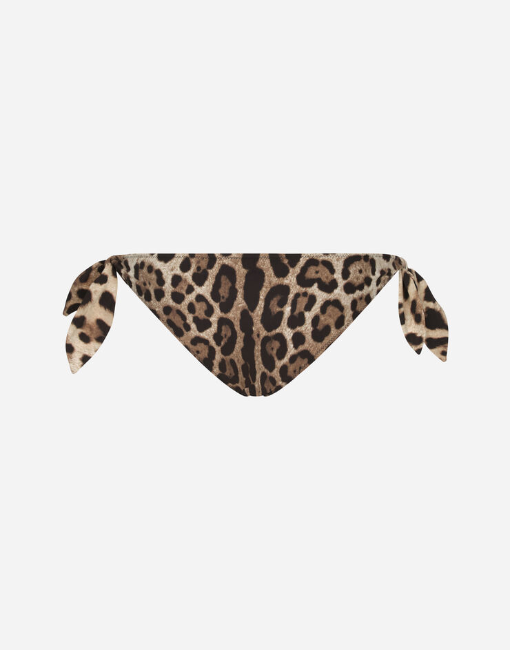 Dolce & Gabbana Slip de bikini con lazos y estampado de leopardo Multicolor O2A06JONO11