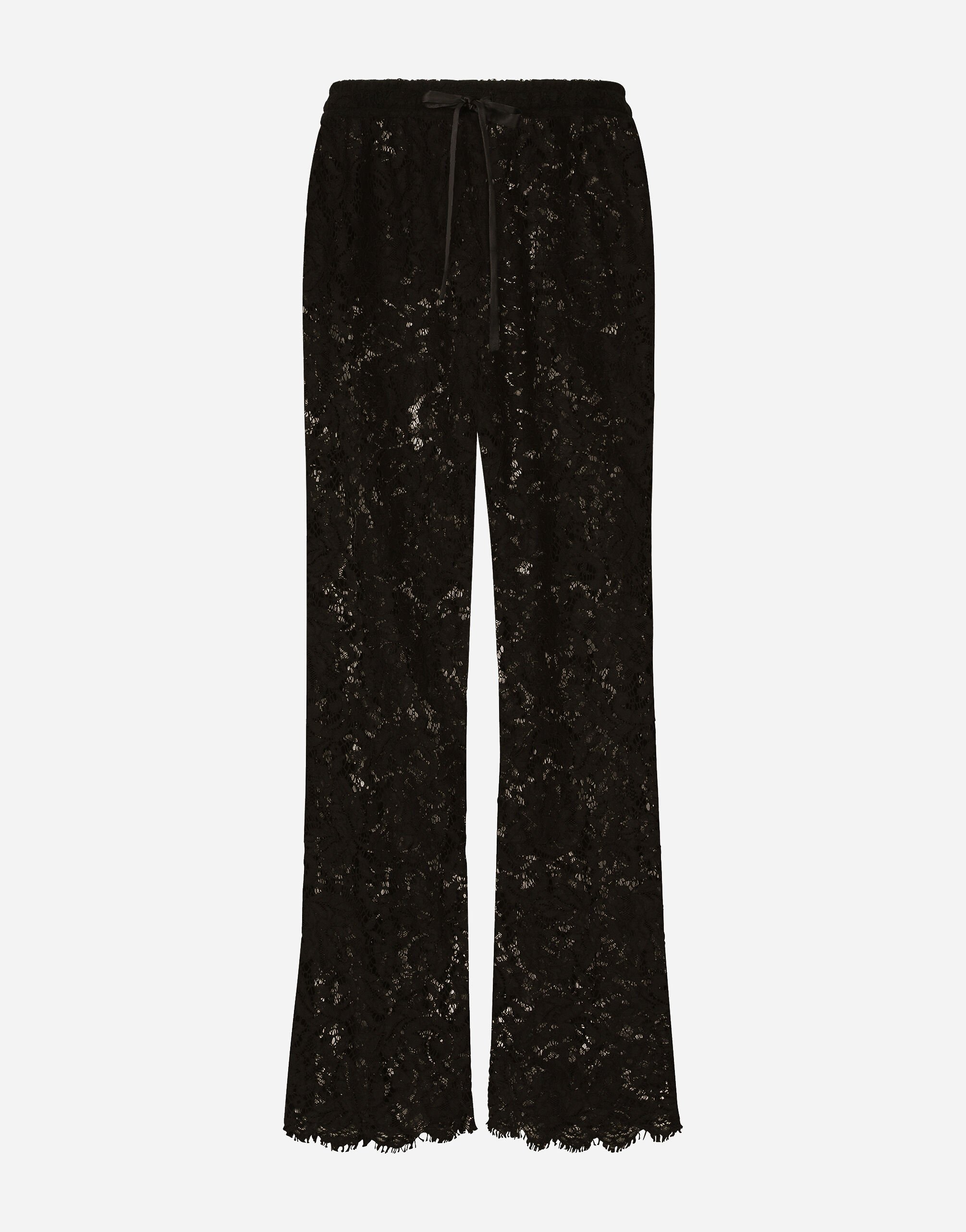 Dolce&Gabbana سروال للركض من دانتيل كوردونيتو أسود G2SY1THU7PR