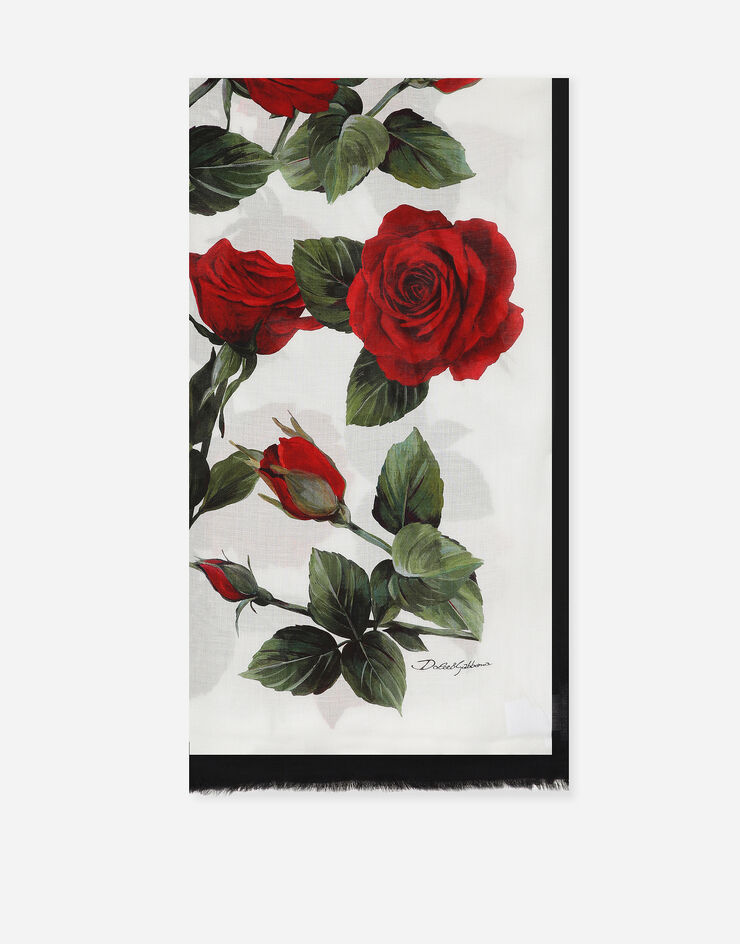 Dolce & Gabbana Schal aus Modal und Seide Rosenprint Drucken FS184AGDCR2