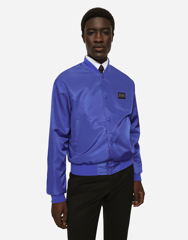 Dolce&Gabbana Nylon jacket with branded tag Blue G9ZO1TG7F2K