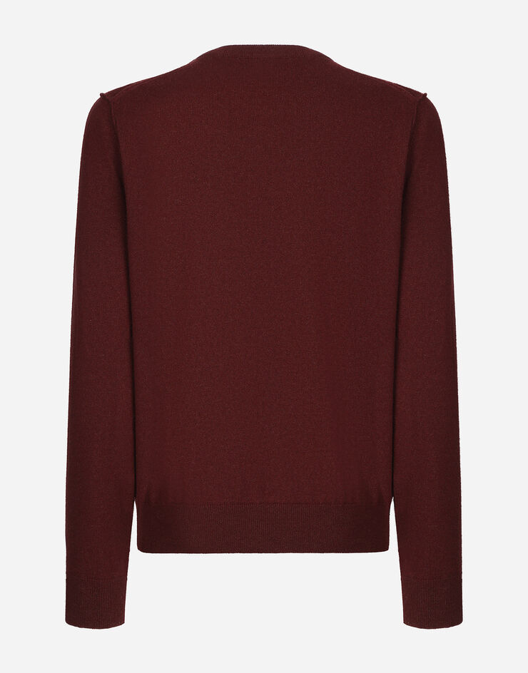 Dolce & Gabbana Cashmere round-neck sweater with DG embroidery Bordeaux GXX02ZJAWXS