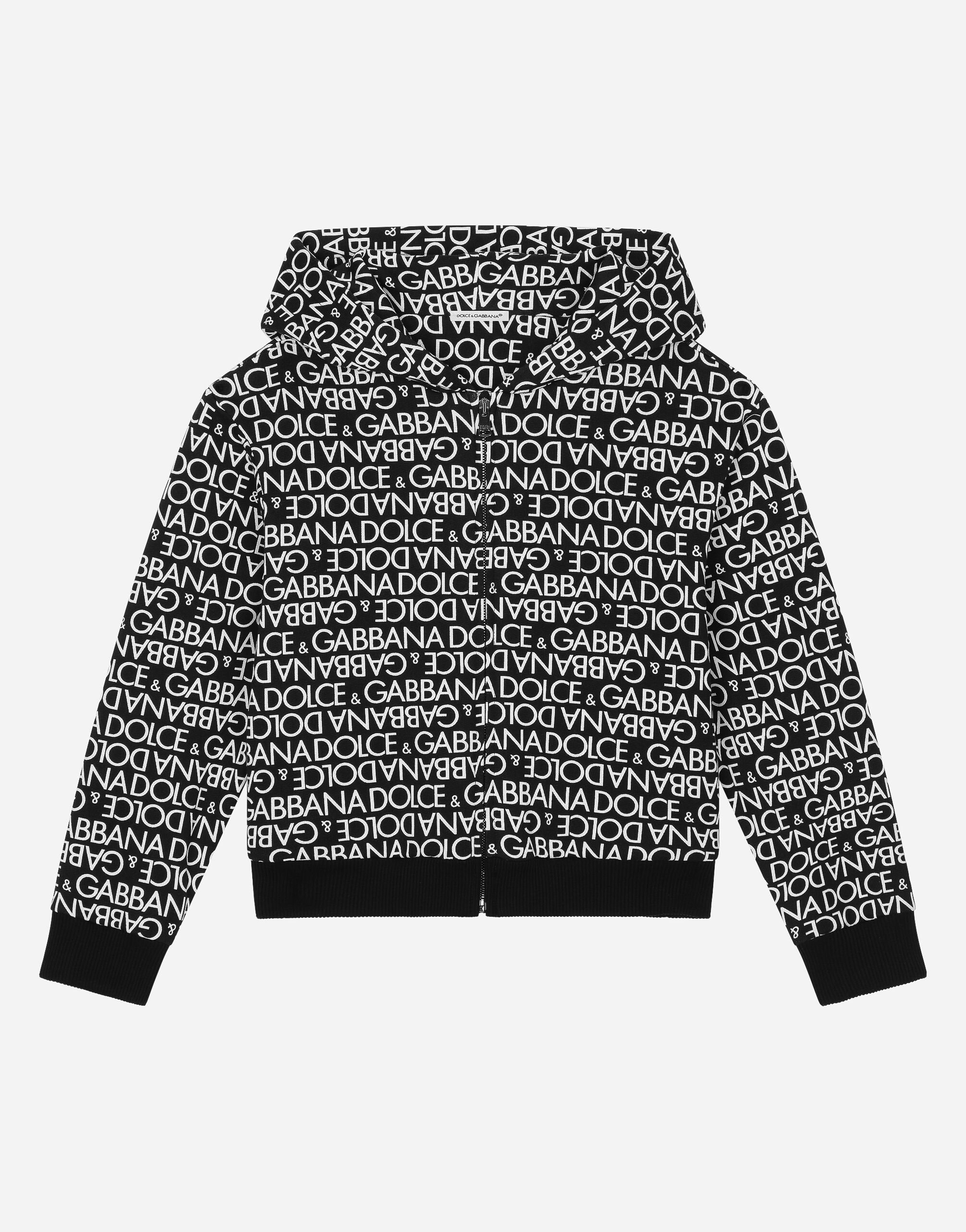 Dolce & Gabbana Sweat-shirt zippé avec capuche et imprimé Logomania Noir EB0003AB000