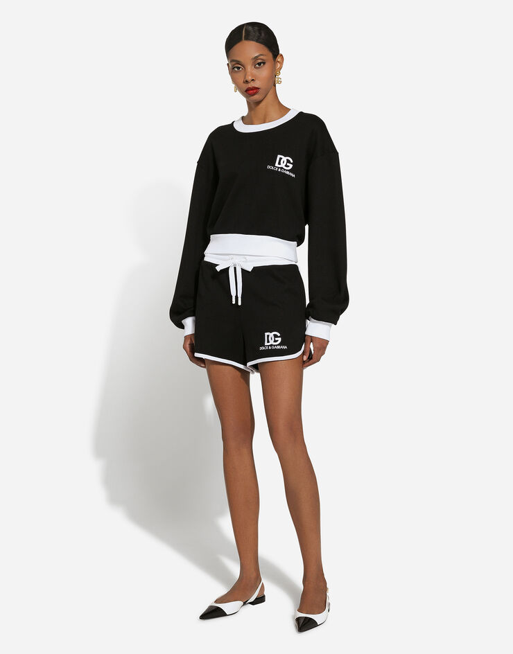 Dolce & Gabbana Shorts de punto con logotipo DG bordado Negro FTC2SZGDB6F