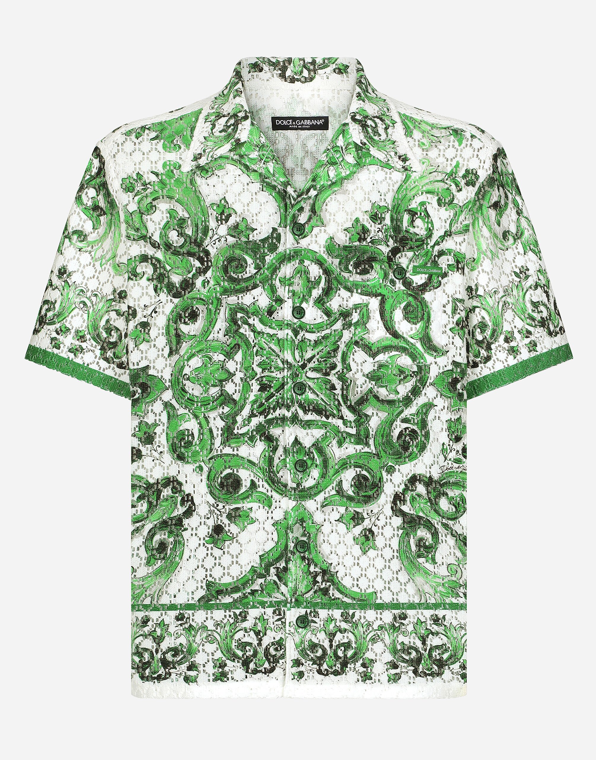 Dolce & Gabbana Camicia hawaii crochet stampa maiolica Stampa G5IF1THI1SV
