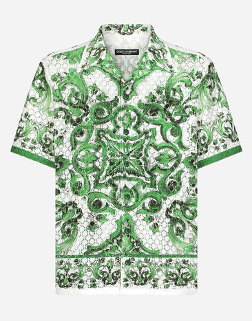 ${brand} Majolica-print crochet Hawaiian shirt ${colorDescription} ${masterID}