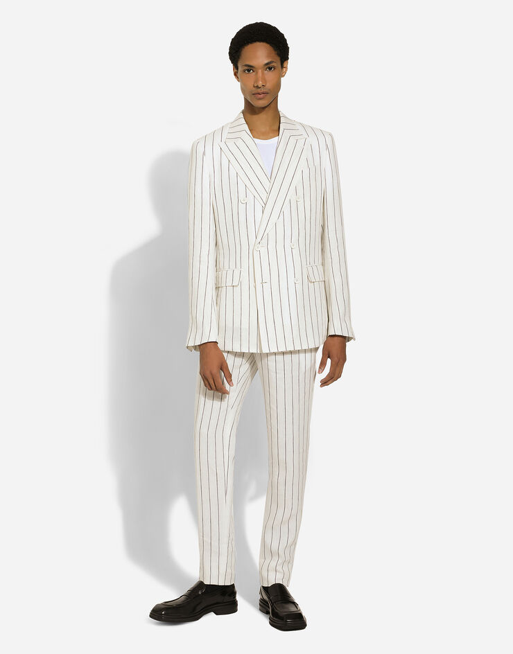 Pinstripe linen pants in White for for Men | Dolce&Gabbana®
