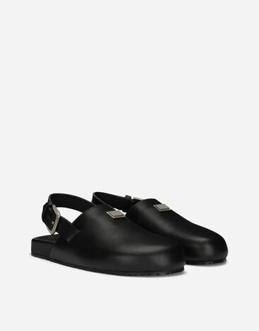 Dolce & Gabbana خف من جلد عجل أسود A80402AQ765