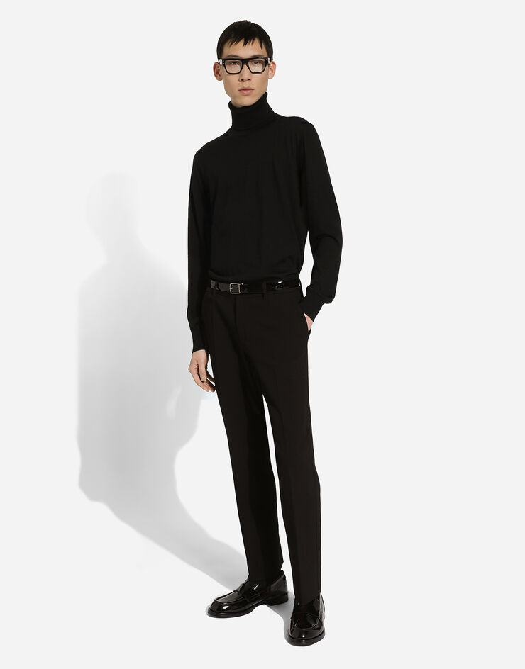 Dolce & Gabbana Pantalón de traje de algodón elástico Negro GP03JTFU9AT