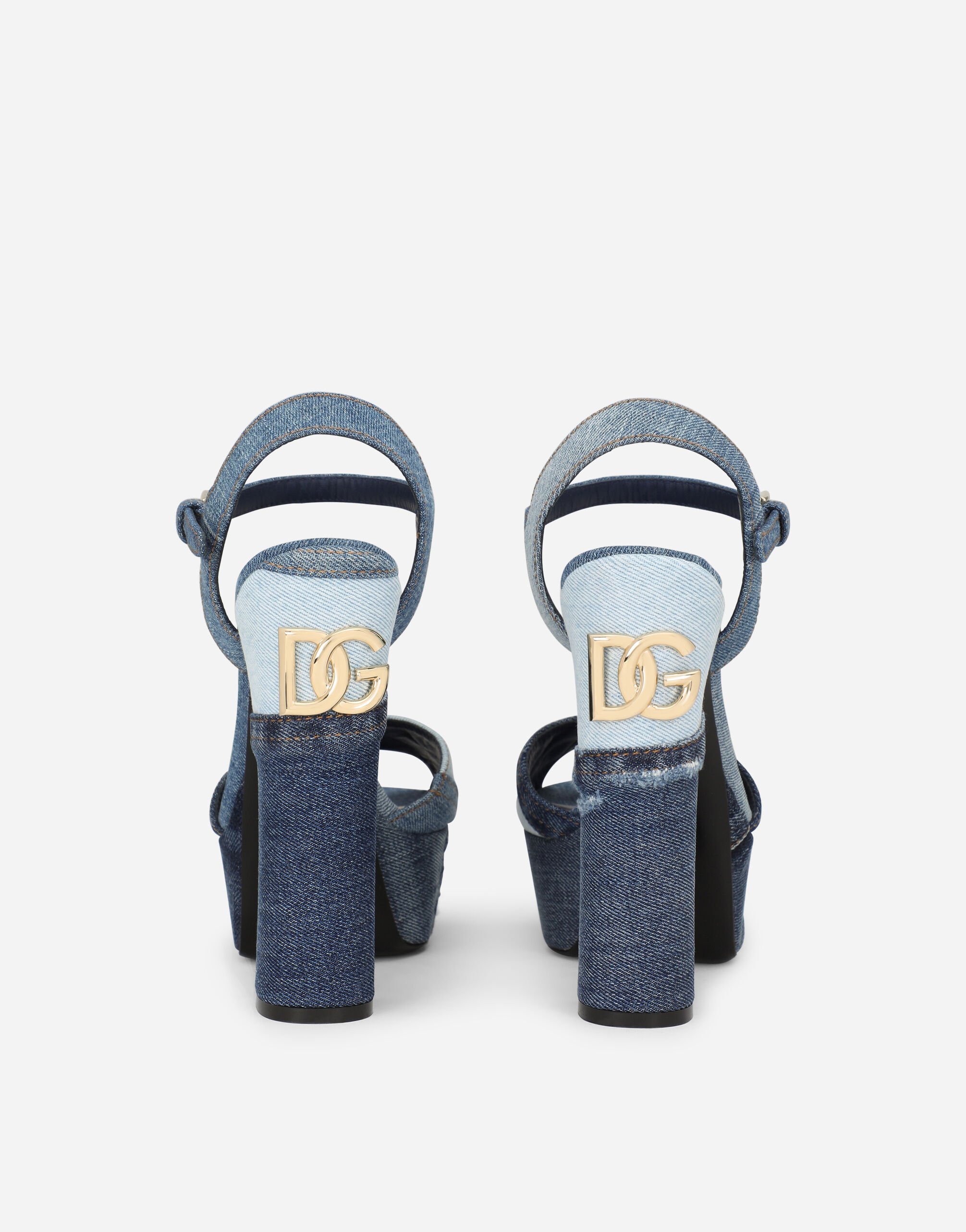 Patchwork denim platform sandals in Blue for | Dolce&Gabbana® US