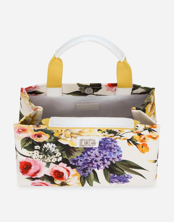 Dolce & Gabbana Tasche aus bedrucktem Canvas Weiss EB0116AI354