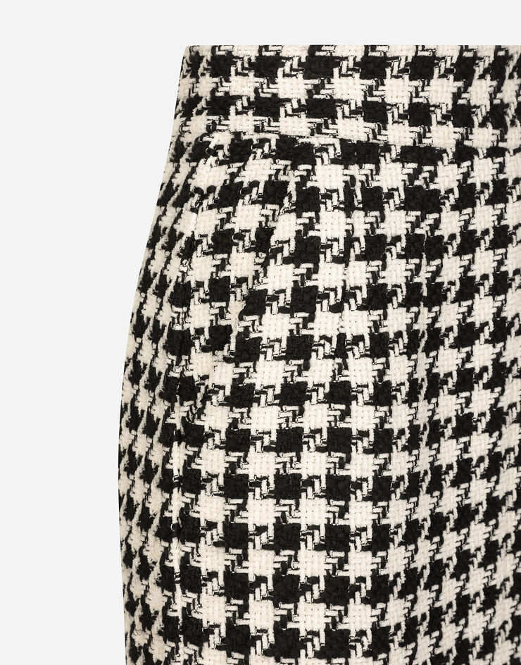 Dolce & Gabbana Long macro-houndstooth skirt Multicolor F4CWVTFQ3F0