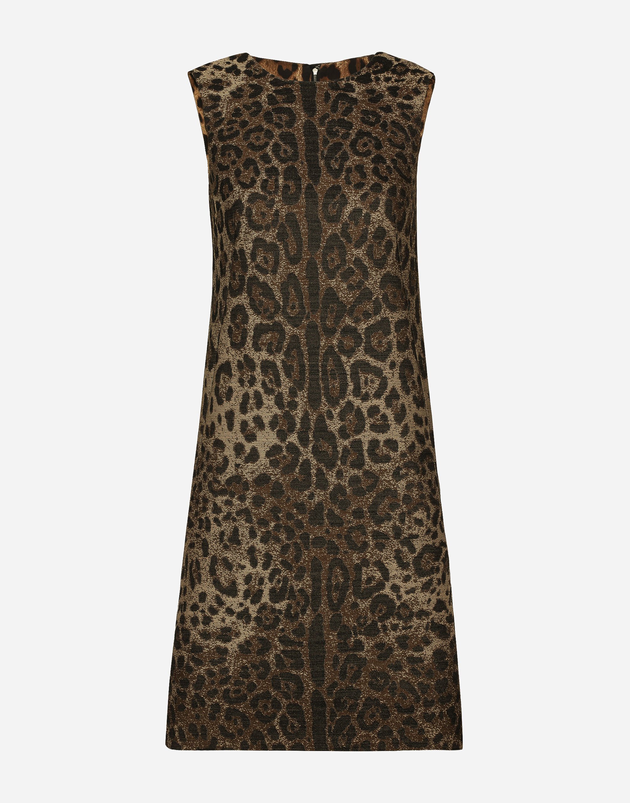 ${brand} Wool midi dress with jacquard leopard design ${colorDescription} ${masterID}