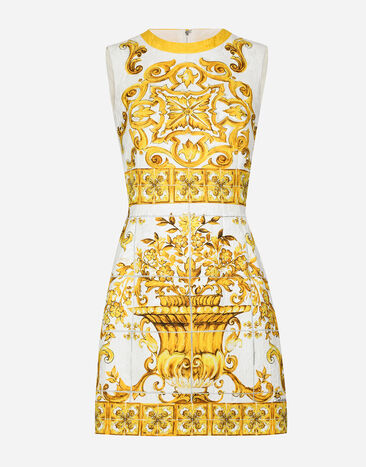 ${brand} Short majolica-print brocade dress ${colorDescription} ${masterID}