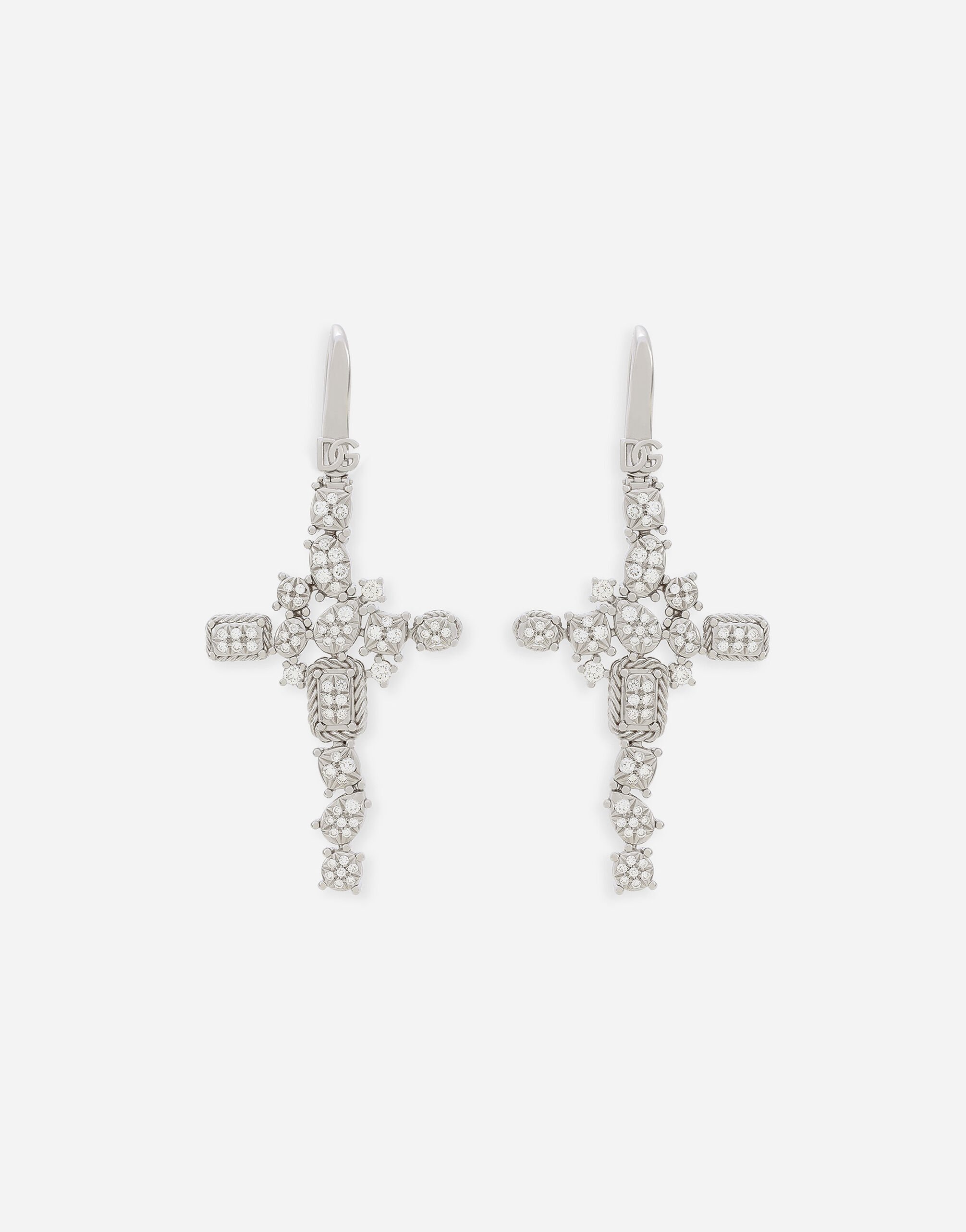 Dolce & Gabbana Pendentif Easy Diamond en or blanc 18 ct avec pavé de diamants Rouge WSQB1GWQM01