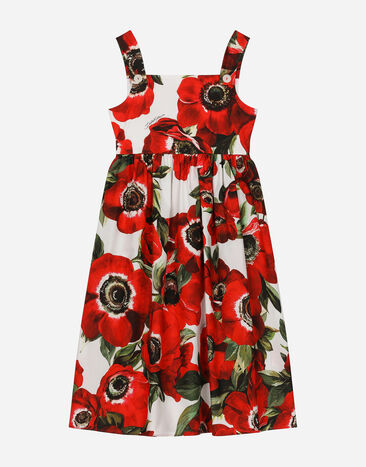 Dolce & Gabbana Kleid aus Popeline Anemonen-Print Drucken L53DG7G7E9W