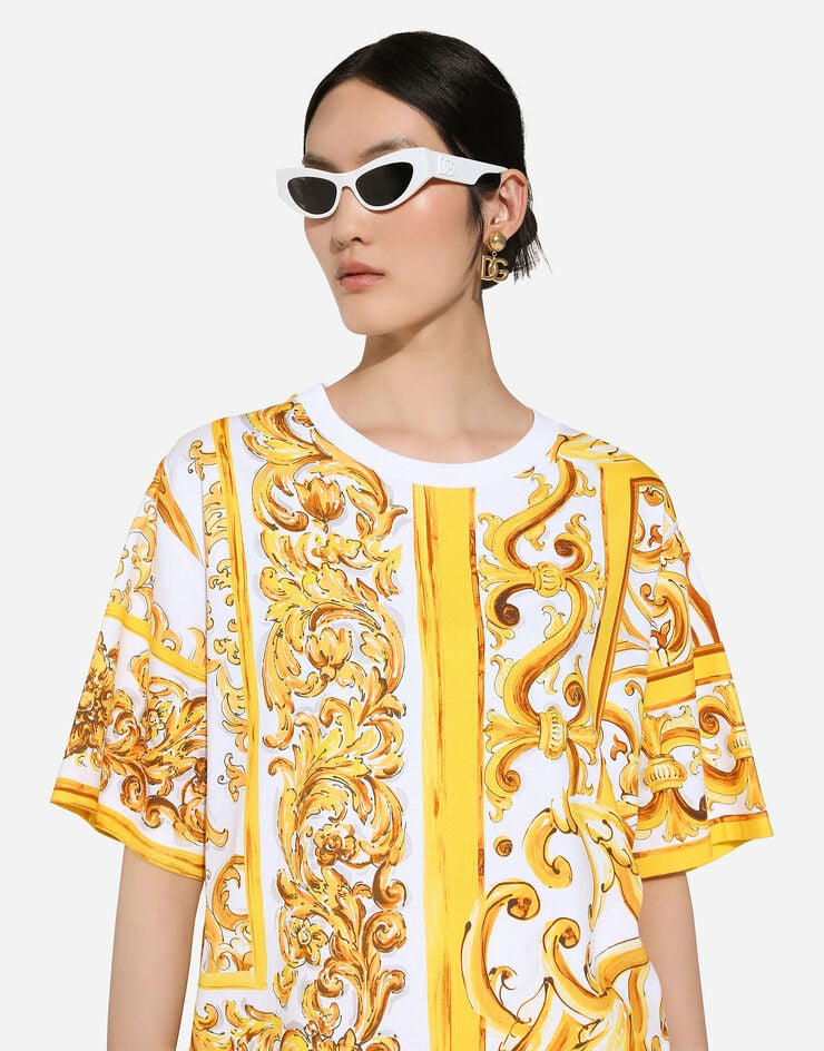 Dolce & Gabbana T-shirt en jersey de coton à imprimé majoliques Imprimé F8U74TII7EP