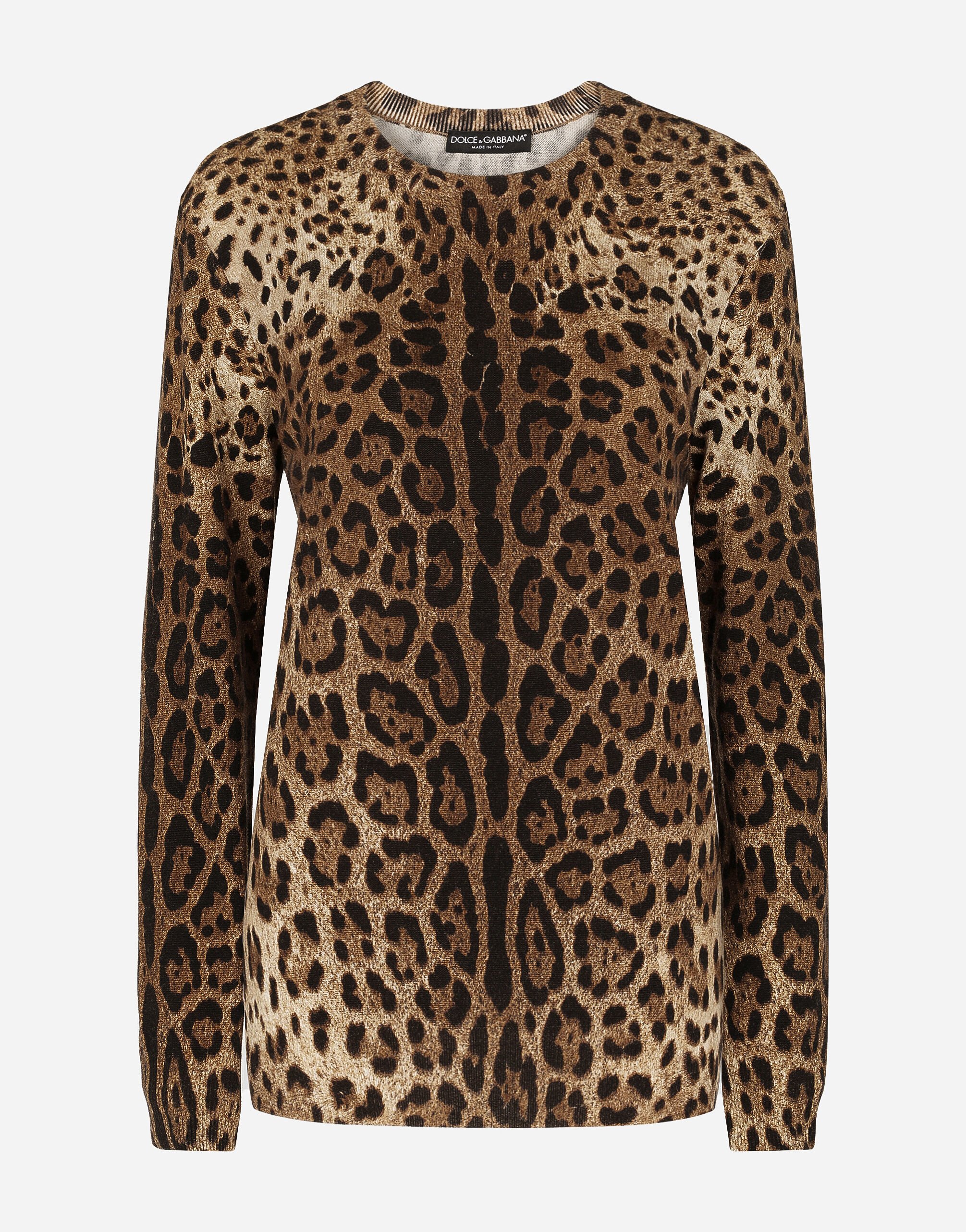 Dolce & Gabbana Pull en cachemire à imprimé léopard Multicolore FXI25TJBVX8