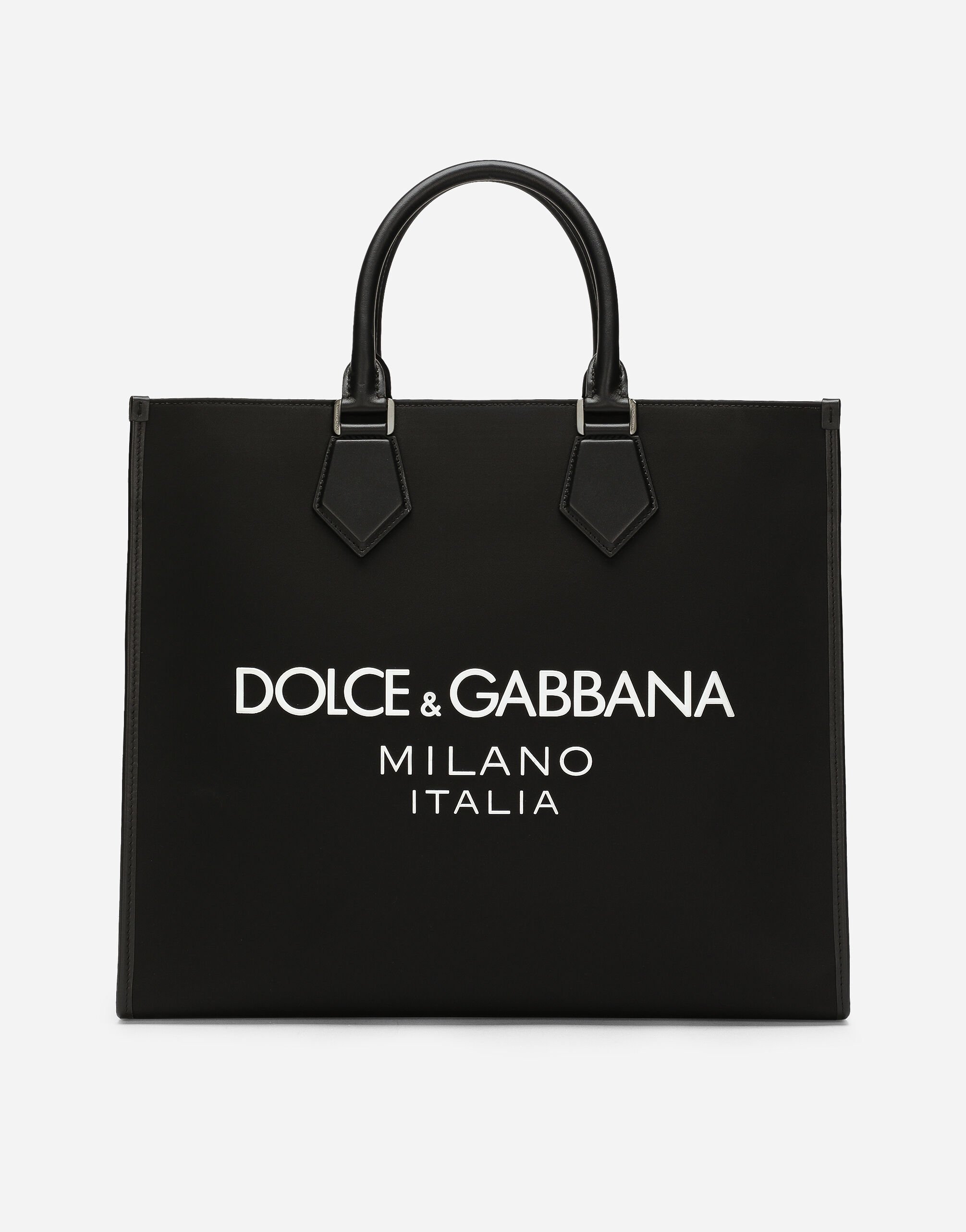 Dolce & Gabbana Large nylon shopper with rubberized logo Print BM2274AO667