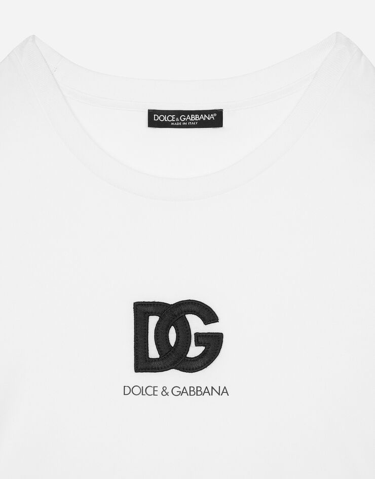 Dolce & Gabbana DG 徽标拼饰短袖 T 恤 白 G8PN9ZG7M2F