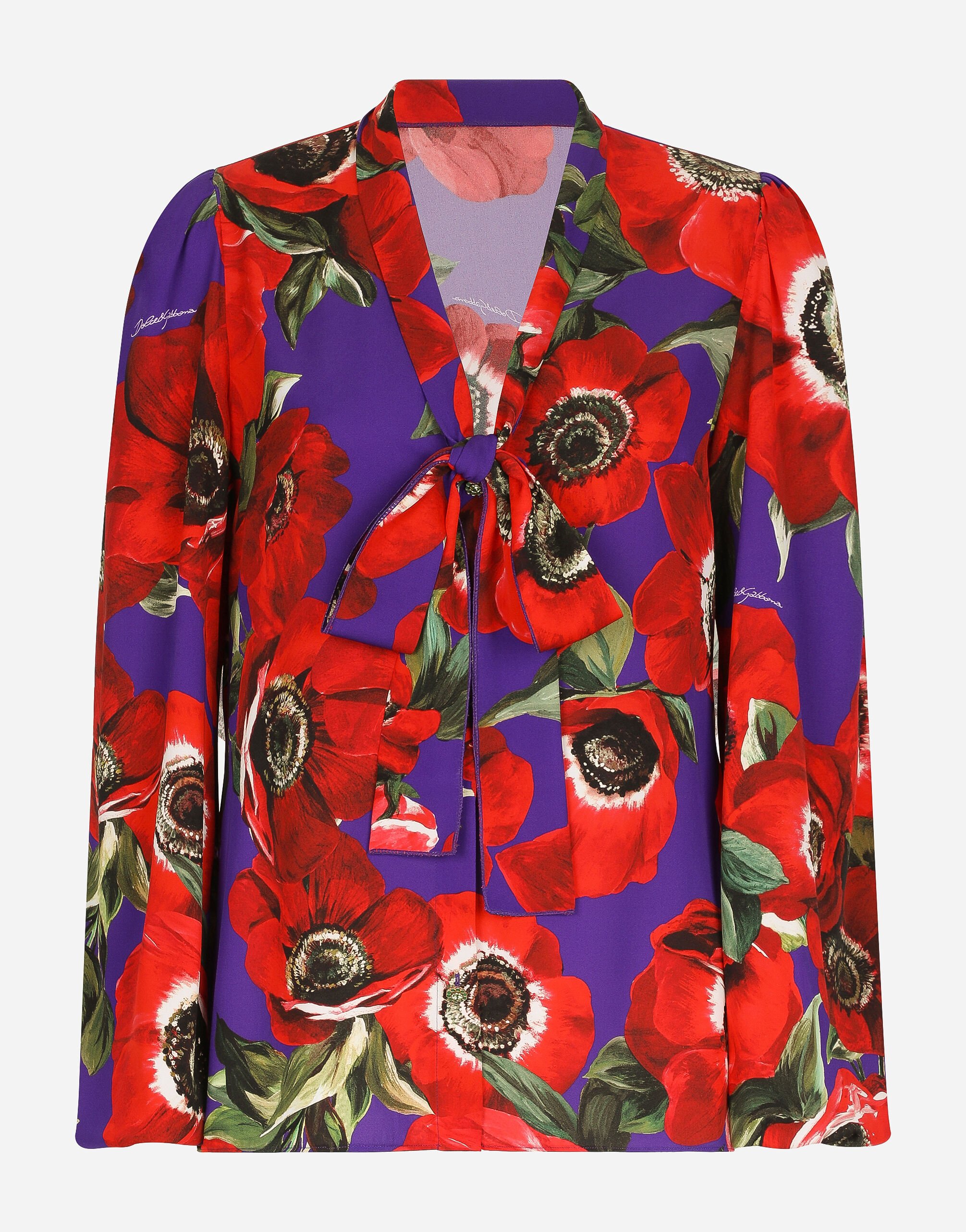 ${brand} Charmeuse shirt with anemone print ${colorDescription} ${masterID}