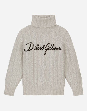 ${brand} Wool cable-knit pullover with Dolce&Gabbana logo ${colorDescription} ${masterID}