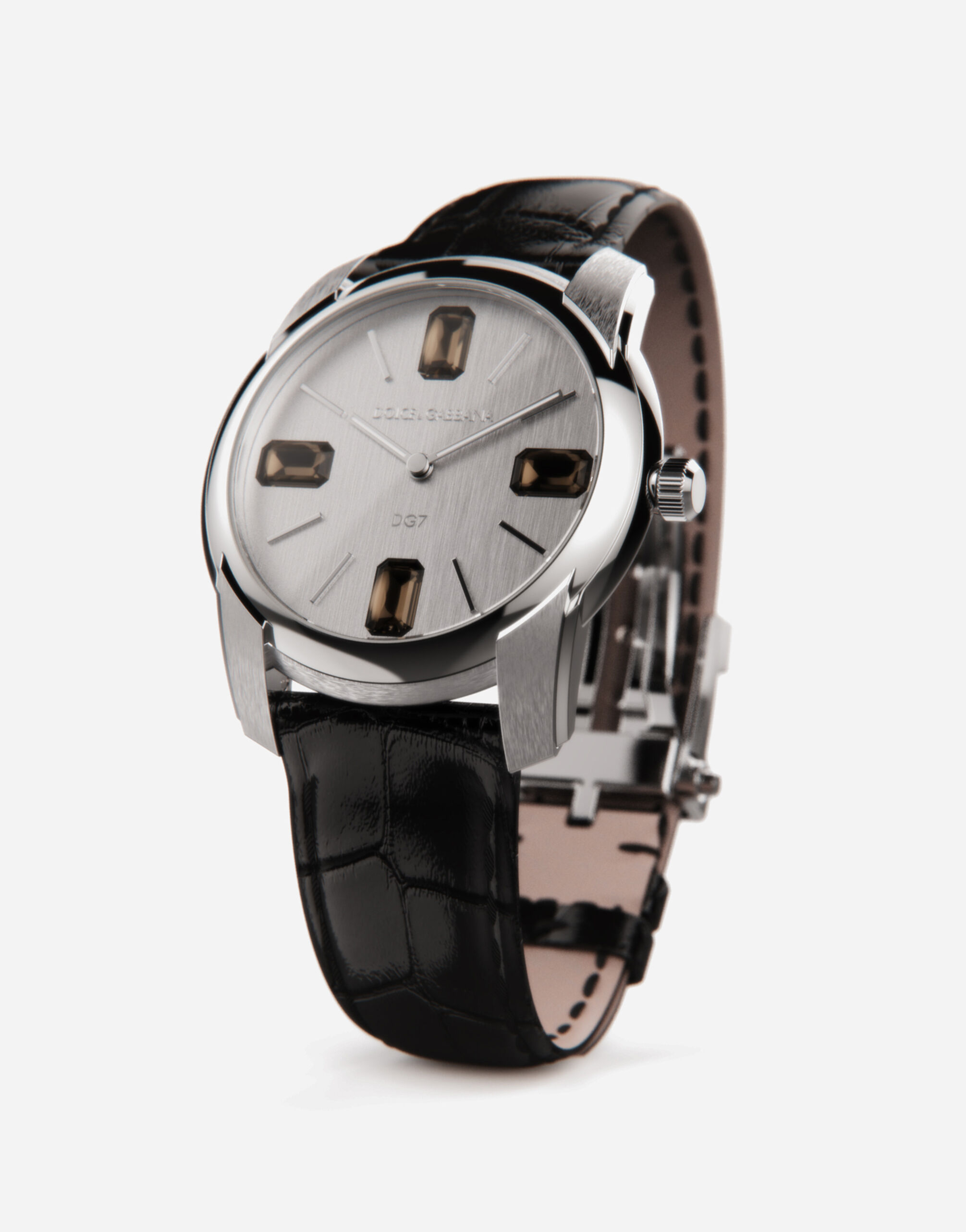 Steel watch with smoky quartz in Black for Men | Dolce&Gabbana®
